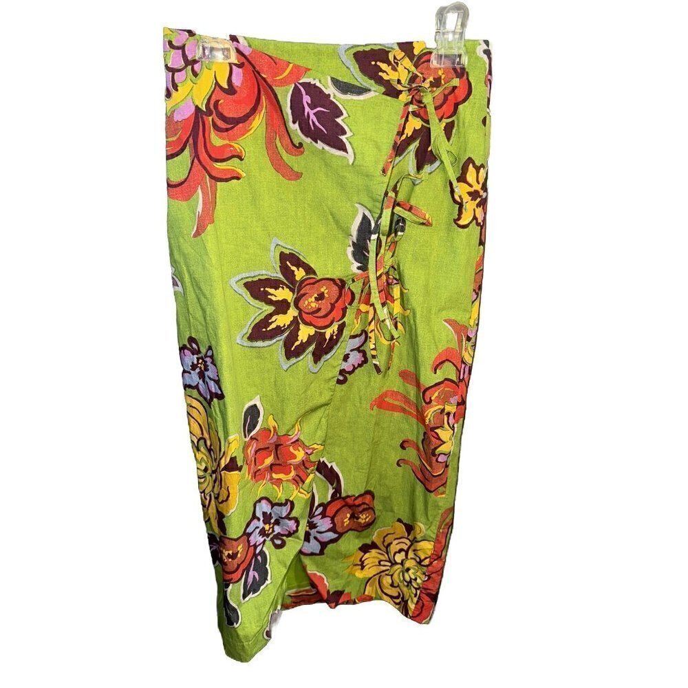 Rhode Julian Pencil Side Tie Floral Skirt Women's Green Motif Size: 2 NWT - Picture 3 of 6